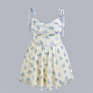 Cider Lace Floral Knotted Mini Dress